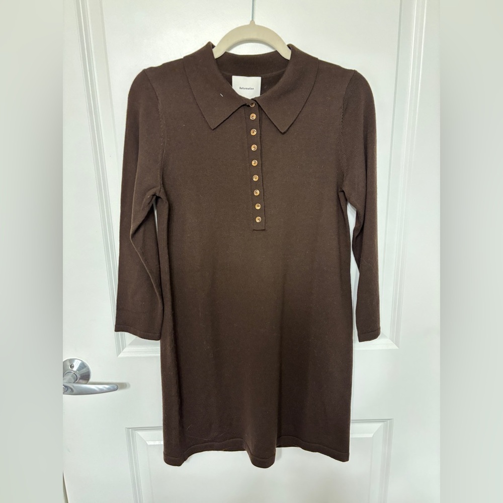 Reformation Luell Long Sleeve Merino Wool Minidress